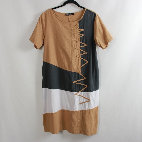 Zanzea Colour Spliced Cotton Summer Dress - Picture 12 of 13